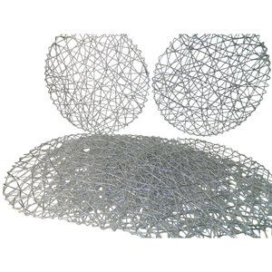 Silver Placements Set Of 8 Shiny Open Weave Round 15.5" Wall Or Table Decor Deco